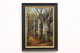Forest Path Vintage Original Oil Painting, Fuzessery 23" #47136