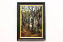 Forest Path Vintage Original Oil Painting, Fuzessery 23" #47136