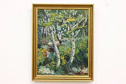 Birch Tree Forest Antique Original Oil Painting, Howard 23" #47137