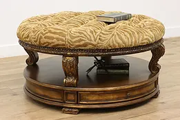 Traditional Vintage Carved Upholstered Ottoman Compositions #46729