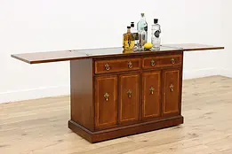Rolling Bar Cabinet, Walnut Vintage Flip Top Server Henredon #47417
