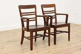 Pair of Midcentury Modern Walnut Office Desk Chairs, Marble #47658