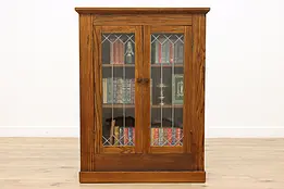 Arts & Crafts Mission Oak Antique Bookcase Leaded Wavy Glass #47446