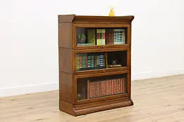 Oak Antique Office Library 3 Stack Lawyer Bookcase #47432