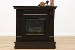 Traditional Vintage Black Faux Fireplace & Mantel Real Flame #47448