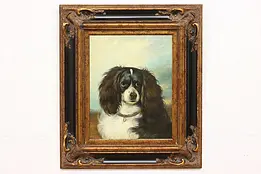 Spaniel Dog Portrait Vintage Original Oil Painting Alpha 31" #47537