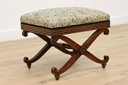 X Shape Country French Vintage Carved Bench or Footstool #47730