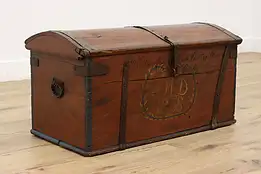 Farmhouse Antique 1858 Scandinavian Immigrant Trunk or Chest #47533