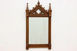 Victorian Gothic Antique Carved Walnut Hall Mirror #47435