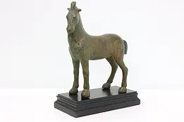 Chinese Antique Bronze Tang Horse Verdigris Sculpture, Base #47894