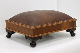 Georgian Design Antique Walnut & Leather Footstool #47452