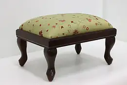 Mahogany Vintage Footstool, New Italian Tapestry, Bombay #47725