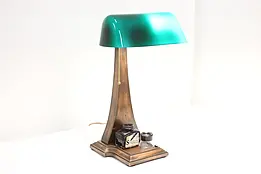 Amronlite Antique Emerald Glass Shade Banker Desk Lamp #47010
