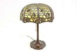 Stained Glass Panel Filigree Shade Antique Desk Lamp #47012