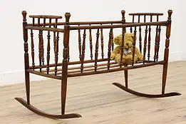 Victorian Antique 1870s Farmhouse Rocking Baby Cradle or Bed #47569