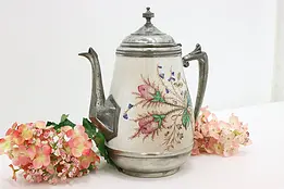 Victorian Antique Porcelain Coffee Tea Pot Painted Flowers #47806