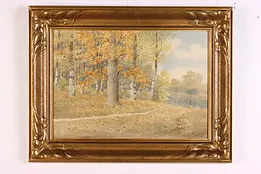 Autumn Woods Antique Original Watercolor Painting Dixon 26" #47504