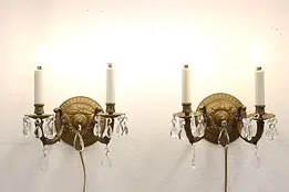 Pair of Traditional Vintage Wall Sconces with Prisms #46712