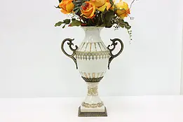 Classical Vintage Brass & Porcelain Urn or Vase #47712