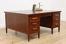 Traditional Antique Mahogany Office Partner Desk, Leopold #47880