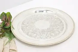 Rogers Vintage Engraved Silverplate Serving Tray, Flowers #46510