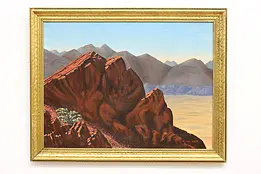Desert Rocks Vintage Original Oil Painting, Colin 27.5" #47777