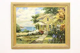 Beach House Vintage Original Acrylic Painting, Gaston 57.5" #48006