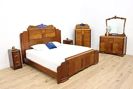 Art Deco Vintage 5 Pc. Waterfall Bedroom Set, King Size Bed #47699