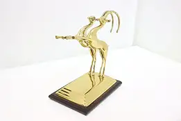 Brass Vintage Pair of Gazelles Sculpture on Base #47844