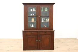 Farmhouse Antique Poplar Kitchen Pantry Cabinet or Cupboard #48020