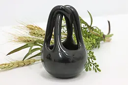 Blackware Vintage Native American Pottery Vase, Signed #48070