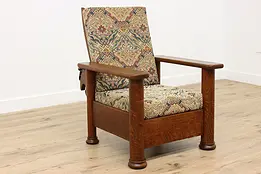 Arts & Crafts Antique Empire Oak Morris Recliner Chair #47496