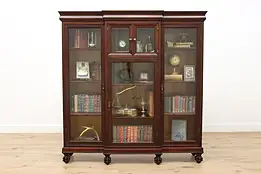 Mahogany Antique Office or Library Triple Bookcase, Paw Feet #48104