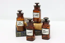 Set of 4 Antique Glass Apothecary Medicine Drug Bottles WT #39366