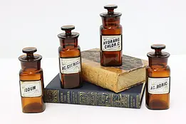 Set of 4 Antique Glass Apothecary Medicine Drug Bottles WT #47255