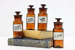 Set of 4 Antique Glass Apothecary Medicine Drug Bottles WT #47895