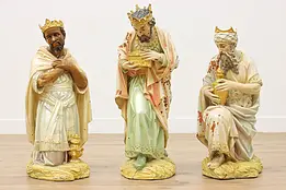 Set of 3 Magi Wise Men Antique Terra Cotta Sculptures #48154
