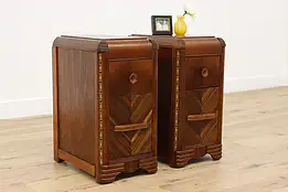 Pair of Vintage Art Deco Waterfall Nightstands or End Tables #43686