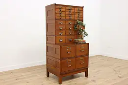 Arts & Crafts Antique 31 Drawer Stacking File Cabinet Yawman #48078