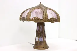 Art Nouveau Design Vintage Stained Purple Glass Desk Lamp ED #47997