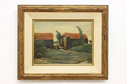 Dutch Watermill Original Vintage Oil Painting Berg 24" #47759