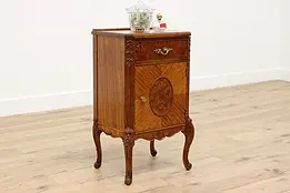 French Design Vintage Marquetry Nightstand End Table Northern #48086