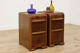 Pair of Art Deco Vintage Waterfall Nightstands or End Tables #34399