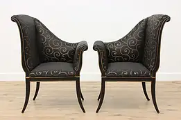 Pair of Vintage Hollywood Regency Upholstered Chairs, Karges #47796