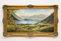 Schliersee Lake Vintage Original Oil Painting, Moser 56.5" #47760