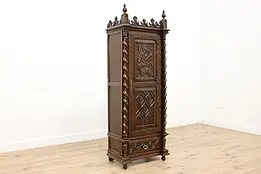 Black Forest Antique Carved Narrow Closet or Cabinet, Dragon #48131