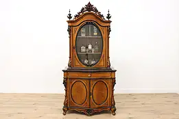 Dutch Biedermeier Antique Carved Walnut China or Bar Cabinet #48153