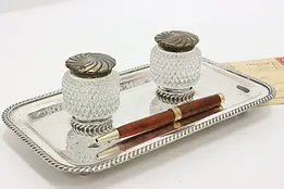 Sterling Silver Antique 3 Pc Office Library Desk Set, Signed #47925