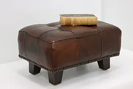 Traditional Vintage Leather & Brass Nailhead Footstool #48124