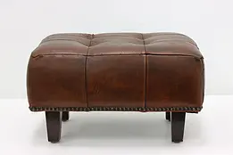 Traditional Vintage Leather & Brass Nailhead Footstool #48125